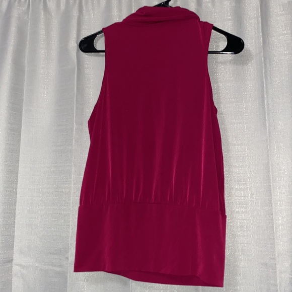 Express Magenta Side Front Tie Sleeveless Banded Waist Blouse - Picture 5 of 7